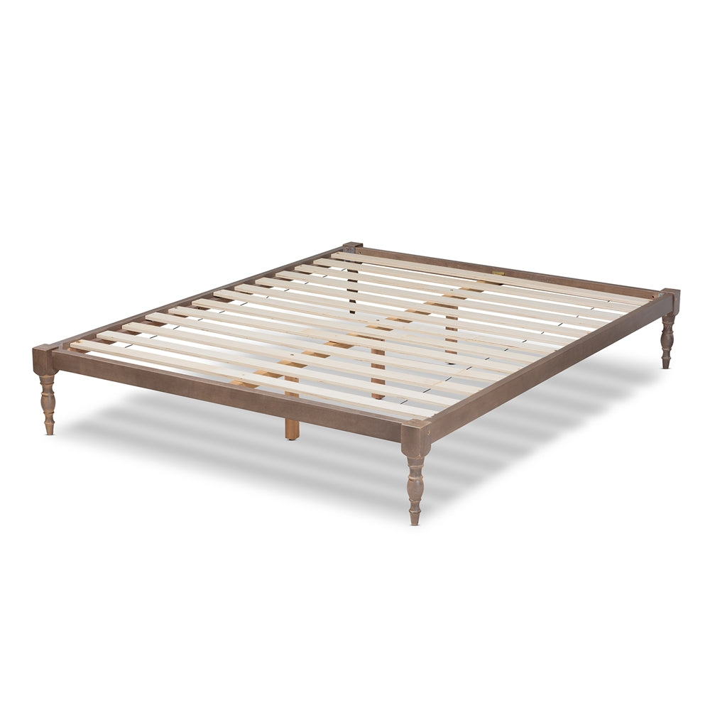 Baxton Studio Iseline Modern And Contemporary Antique Oak Finished Wood Full Size Platform Bed Frame