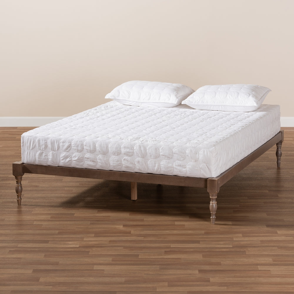 BAXTON STUDIO ISELINE MODERN AND CONTEMPORARY ANTIQUE OAK FINISHED WOOD FULL SIZE PLATFORM BED FRAME