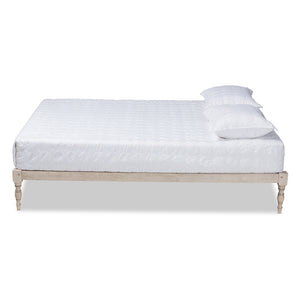 Baxton Studio Iseline Modern And Contemporary Antique White Finished Wood Queen Size Platform Bed Frame