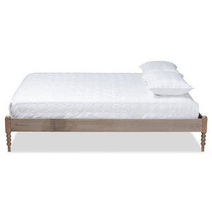 Baxton Studio Cielle French Bohemian Weathered Grey Oak Finished Wood Full Size Platform Bed Frame