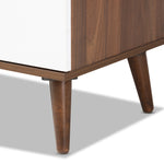 Load image into Gallery viewer, BAXTON STUDIO QUINN MID-CENTURY MODERN TWO-TONE WHITE AND WALNUT FINISHED 2-DOOR WOOD DINING ROOM SIDEBOARD
