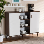 Load image into Gallery viewer, Baxton Studio Quinn Mid-Century Modern Two-Tone White And Walnut Finished 2-Door Wood Dining Room Sideboard
