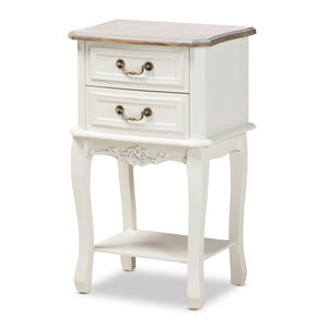 Baxton Studio Amalie Antique French Country Cottage Two-Tone Finished 2-Drawer Wood Nightstand