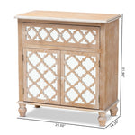 Load image into Gallery viewer, Baxton Studio Leah Glam Farmhouse Rustic Oak Brown Finished Wood And Mirrored 1-Drawer Quatrefoil Storage Cabinet
