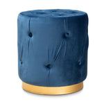 Load image into Gallery viewer, Baxton Studio Gaia Glam and Luxe Velvet Fabric Upholstered Gold Finished Button Tufted Ottoman
