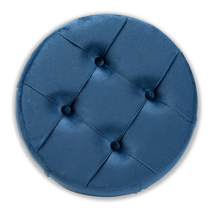 Baxton Studio Gaia Glam and Luxe Velvet Fabric Upholstered Gold Finished Button Tufted Ottoman