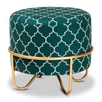 Load image into Gallery viewer, Baxton Studio Candice Glam and Luxe Quatrefoil Velvet Fabric Upholstered Gold Finished Metal Ottoman
