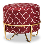 Load image into Gallery viewer, Baxton Studio Candice Glam and Luxe Quatrefoil Velvet Fabric Upholstered Gold Finished Metal Ottoman
