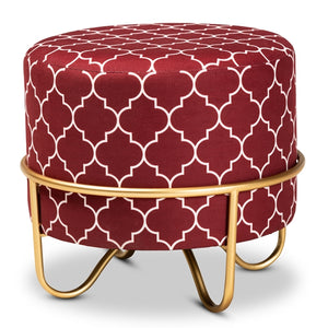 Baxton Studio Candice Glam and Luxe Quatrefoil Velvet Fabric Upholstered Gold Finished Metal Ottoman