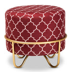 Load image into Gallery viewer, Baxton Studio Candice Glam and Luxe Quatrefoil Velvet Fabric Upholstered Gold Finished Metal Ottoman
