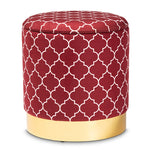 Load image into Gallery viewer, Baxton Studio Serra Glam and Luxe Quatrefoil Velvet Fabric Upholstered Gold Finished Metal Storage Ottoman
