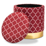 Load image into Gallery viewer, Baxton Studio Serra Glam and Luxe Quatrefoil Velvet Fabric Upholstered Gold Finished Metal Storage Ottoman
