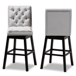 Load image into Gallery viewer, Baxton Studio Gregory Modern Transitional Light Grey Velvet Fabric Upholstered And Dark Brown Finished Wood 2-Piece Swivel Bar Stool Set
