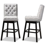 Load image into Gallery viewer, Baxton Studio Gregory Modern Transitional Light Grey Velvet Fabric Upholstered And Dark Brown Finished Wood 2-Piece Swivel Bar Stool Set
