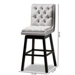 Load image into Gallery viewer, Baxton Studio Gregory Modern Transitional Light Grey Velvet Fabric Upholstered And Dark Brown Finished Wood 2-Piece Swivel Bar Stool Set
