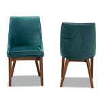 Load image into Gallery viewer, Baxton Studio Gilmore Modern And Contemporary Teal Velvet Fabric Upholstered And Walnut Brown Finished Wood 2-Piece Dining Chair Set
