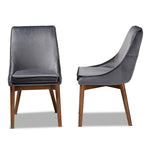 Load image into Gallery viewer, Baxton Studio Gilmore Modern And Contemporary Grey Velvet Fabric Upholstered And Walnut Brown Finished Wood 2-Piece Dining Chair Set
