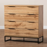 Load image into Gallery viewer, Baxton Studio Reid Modern And Contemporary Industrial Oak Finished Wood And Black Metal 4-Drawer Dresser
