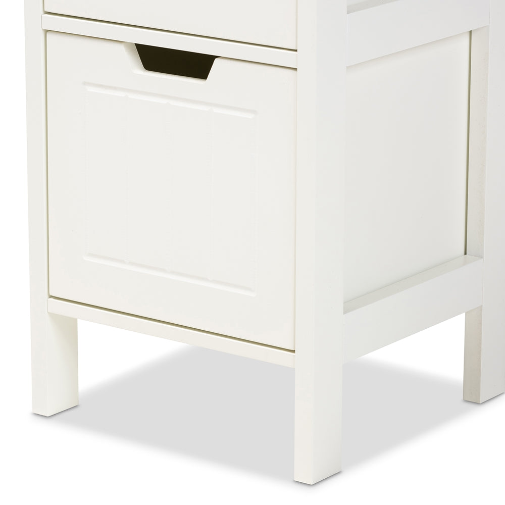 BAXTON STUDIO REUBEN COTTAGE AND FARMHOUSE WHITE FINISHED 2-DRAWER WOOD STORAGE CABINET