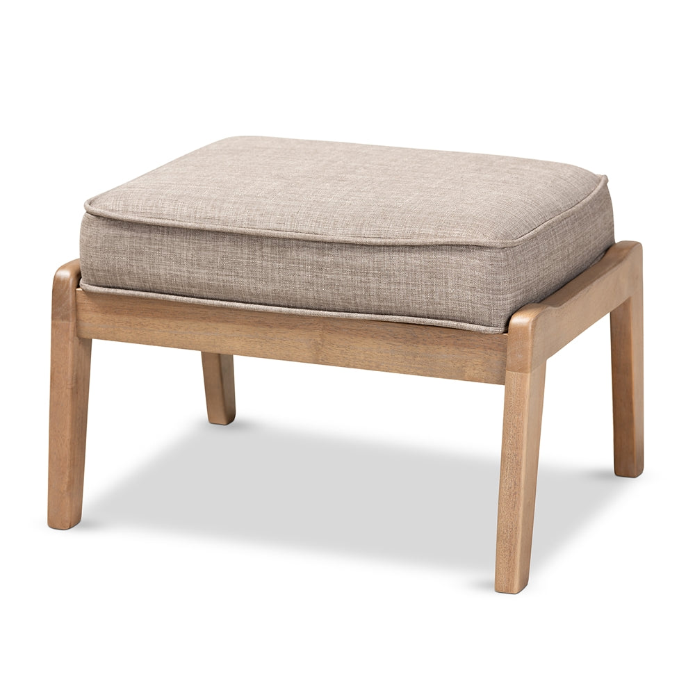 Baxton Studio Sigrid Mid-Century Modern Fabric Upholstered Antique Oak Finished Wood Ottoman