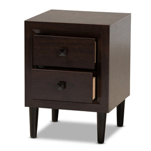 Baxton Studio Feyan Mid-Century Modern Finished 2-Drawer Wood Nightstand