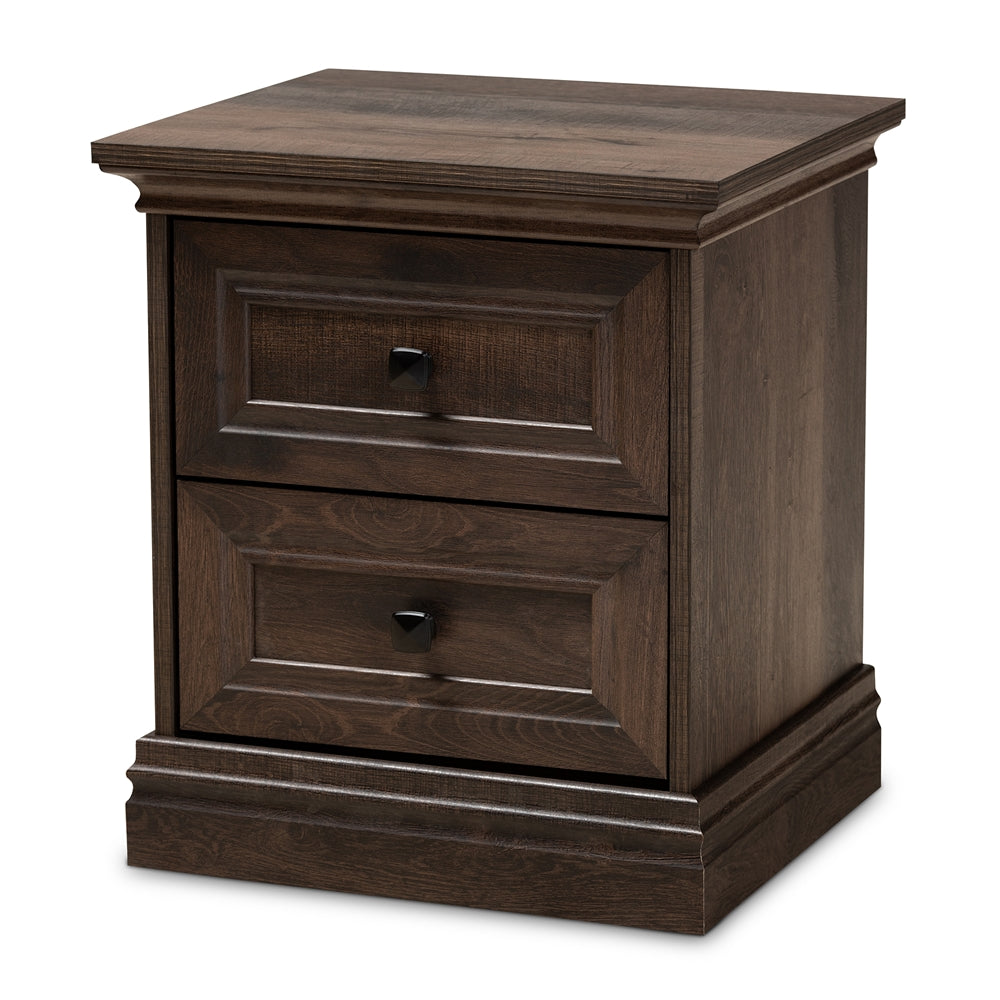 Baxton Studio Nolan Traditional Transitional Finished 2-Drawer Wood Nightstand