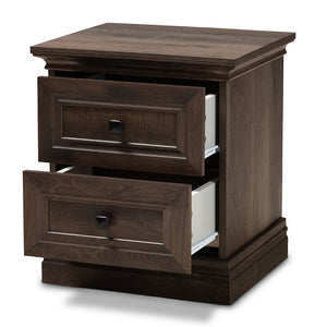 Baxton Studio Nolan Traditional Transitional Hazel Walnut Brown Finished 2-Drawer Wood Nightstand