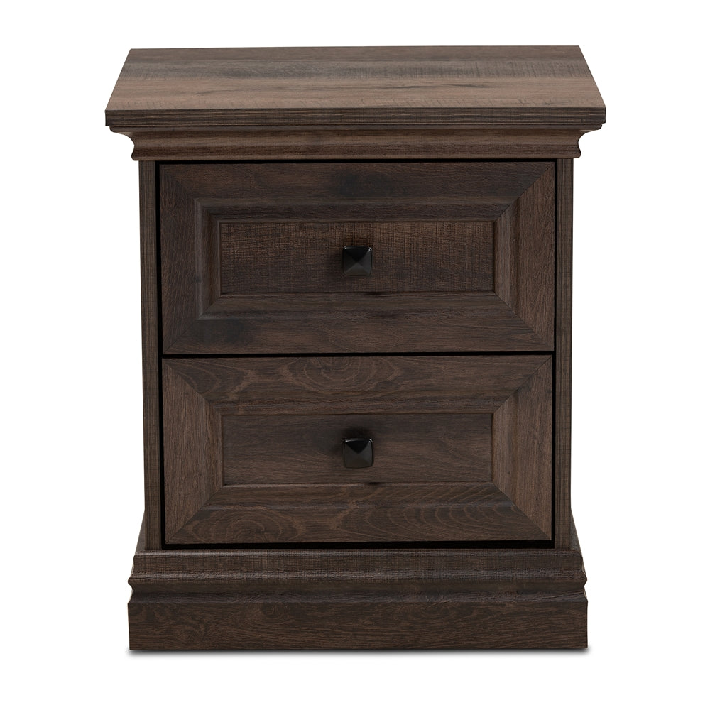 Baxton Studio Nolan Traditional Transitional Hazel Walnut Brown Finished 2-Drawer Wood Nightstand