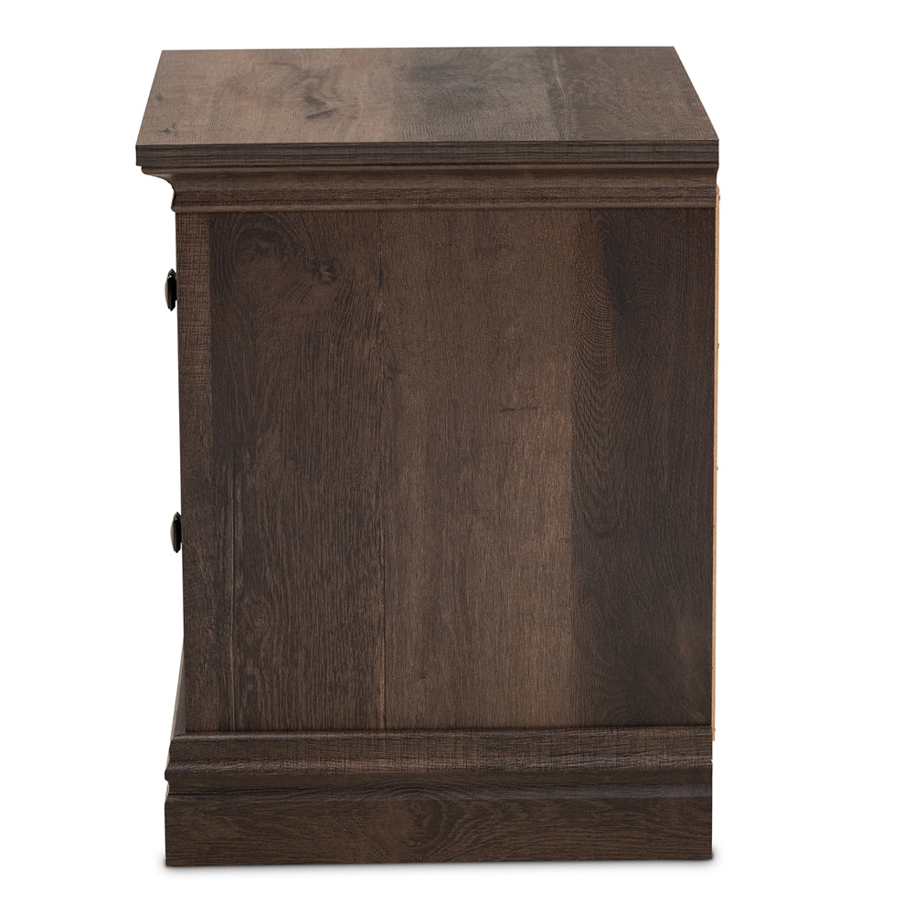 Baxton Studio Nolan Traditional Transitional Hazel Walnut Brown Finished 2-Drawer Wood Nightstand