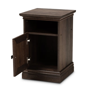 Baxton Studio Nolan Traditional Transitional Hazel Walnut Brown Finished 1-Door Wood Nightstand