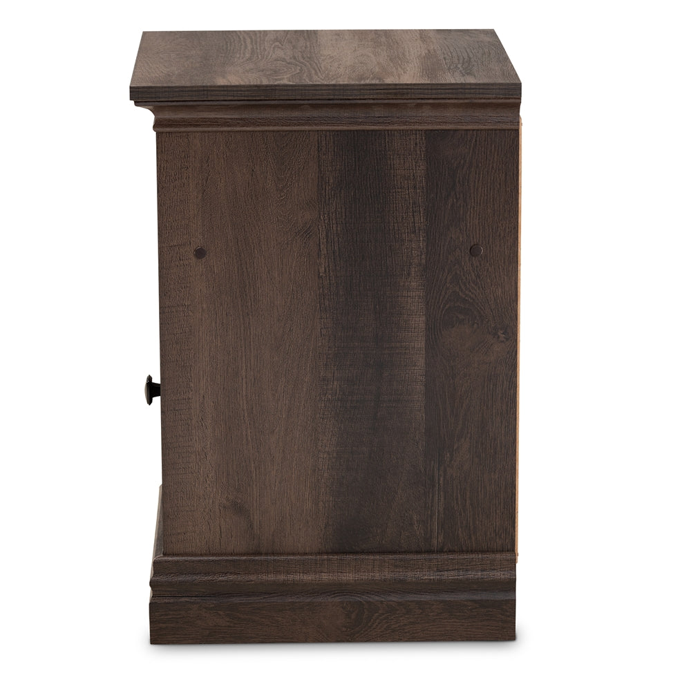 Baxton Studio Nolan Traditional Transitional Hazel Walnut Brown Finished 1-Door Wood Nightstand