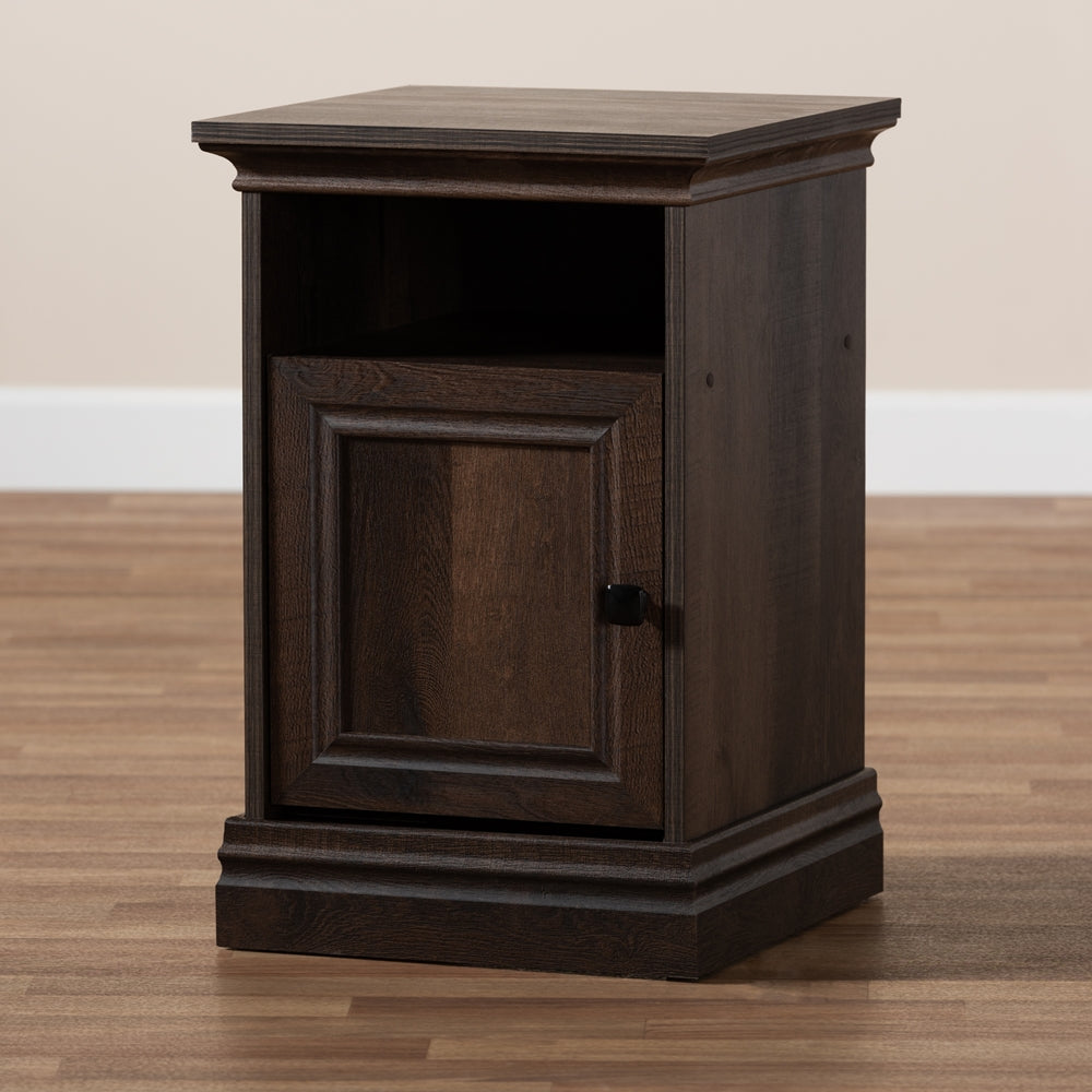 Baxton Studio Nolan Traditional Transitional Hazel Walnut Brown Finished 1-Door Wood Nightstand