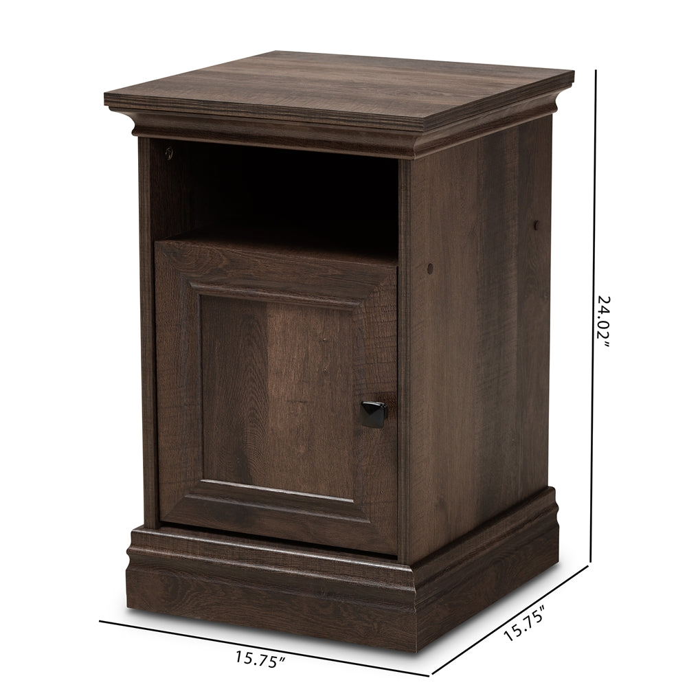 Baxton Studio Nolan Traditional Transitional Hazel Walnut Brown Finished 1-Door Wood Nightstand