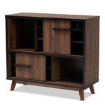 Load image into Gallery viewer, Baxton Studio Margo Mid-Century Modern Two-Tone Walnut Brown And Black Finished Wood Wine Storage Cabinet
