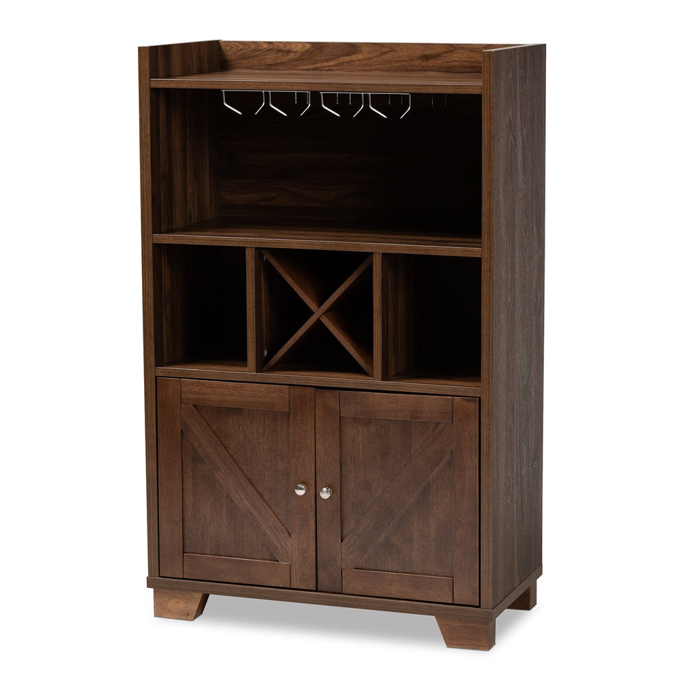 Baxton Studio Carrie Transitional Farmhouse Finished Wood Wine Storage Cabinet