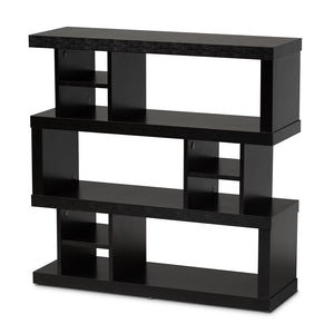 Baxton Studio Dora Modern and Contemporary Finished Wood 3-Tier Geometric Bookshelf