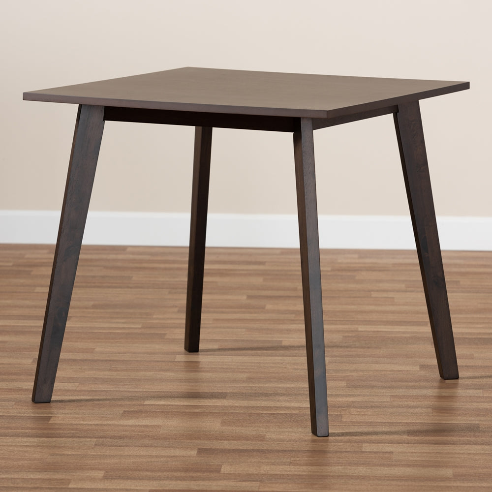 Baxton Studio Britte Mid-Century Modern Dark Oak Brown Finished Square Wood Dining Table