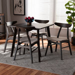 Load image into Gallery viewer, Baxton Studio Britte Mid-Century Modern Beige Fabric Upholstered Dark Oak Brown Finished 5-Piece Wood Dining Set
