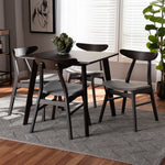 Load image into Gallery viewer, Baxton Studio Britte Mid-Century Modern Light Grey Fabric Upholstered Dark Oak Brown Finished 5-Piece Wood Dining Set
