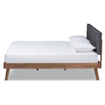 Load image into Gallery viewer, Baxton Studio Devan Mid-Century Modern Fabric Upholstered Walnut Brown Finished Wood Platform Bed
