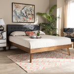 Load image into Gallery viewer, Baxton Studio Devan Mid-Century Modern Fabric Upholstered Walnut Brown Finished Wood Platform Bed
