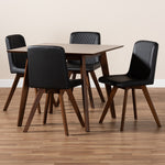 Load image into Gallery viewer, Baxton Studio Pernille Modern Transitional Black Faux Leather Upholstered Walnut Finished Wood 5-Piece Dining Set
