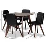 Load image into Gallery viewer, Baxton Studio Pernille Modern Transitional Black Faux Leather Upholstered Walnut Finished Wood 5-Piece Dining Set
