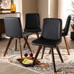 Load image into Gallery viewer, Baxton Studio Pernille Modern Transitional Black Faux Leather Upholstered Walnut Finished 4-Piece Wood Dining Chair Set
