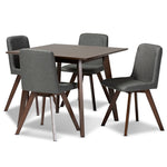 Load image into Gallery viewer, Baxton Studio Pernille Modern Transitional Grey Fabric Upholstered Walnut Finished Wood 5-Piece Dining Set
