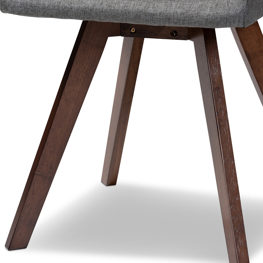 BAXTON STUDIO PERNILLE MODERN TRANSITIONAL GREY FABRIC UPHOLSTERED WALNUT FINISHED 4-PIECE WOOD DINING CHAIR SET