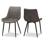 Load image into Gallery viewer, Baxton Studio Loire Modern And Contemporary Grey And Brown Faux Leather Upholstered Black Finished 2-Piece Dining Chair Set
