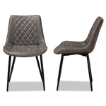 Load image into Gallery viewer, Baxton Studio Loire Modern And Contemporary Grey And Brown Faux Leather Upholstered Black Finished 2-Piece Dining Chair Set
