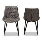 Load image into Gallery viewer, Baxton Studio Loire Modern And Contemporary Grey And Brown Faux Leather Upholstered Black Finished 2-Piece Dining Chair Set
