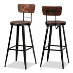 Load image into Gallery viewer, Baxton Studio Kenna Vintage Rustic Industrial Wood And Black Metal Finished 2-Piece Metal Bar Stool Set
